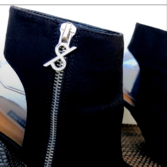Parker & Sky black Peep Toe Sparkly Silver Heeled ankle Boots booties Size 7.5 - Picture 6 of 10